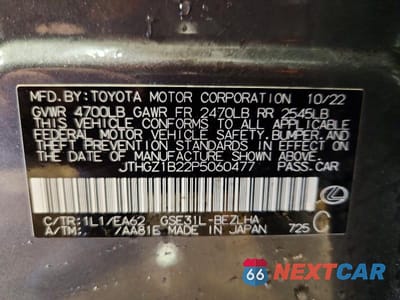 Zdjęcie 12 z 12 samochodu: 2023 LEXUS IS 350 F SPORT VIN:JTHGZ1B22P5060477 - miniatura