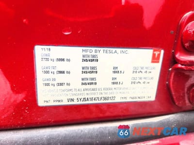 Zdjęcie 12 z 12 samochodu: 2020 TESLA MODEL S VIN:5YJSA1E47LF360122 - miniatura