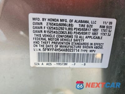 Zdjęcie 13 z 13 samochodu: 2010 HONDA PILOT EXL VIN:5FNYF4H54AB023714 - miniatura