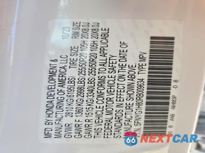 Zdjęcie 12 z 12 samochodu: 2024 HONDA PILOT ELITE VIN:5FNYG1H80RB009634 - miniatura