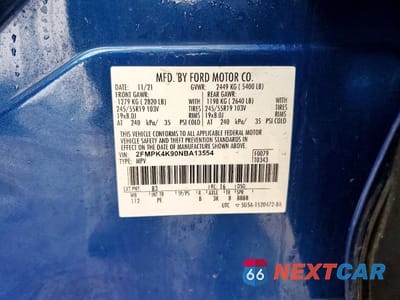 Zdjęcie 12 z 12 samochodu: 2022 FORD EDGE TITANIUM VIN:2FMPK4K90NBA13554 - miniatura