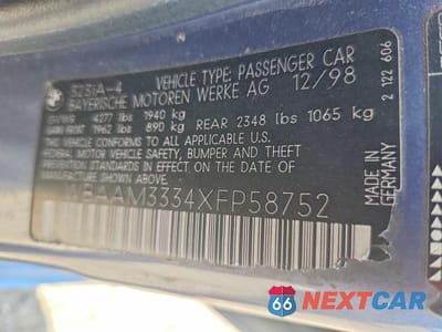 Zdjęcie 13 z 13 samochodu: 1999 BMW 323 I AUTOMATIC VIN:WBAAM3334XFP58752 - miniatura