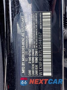 Zdjęcie 10 z 10 samochodu: 2020 MERCEDES-BENZ C 300 4MATIC VIN:W1KWF8EB7LR594867 - miniatura