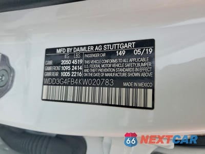 Zdjęcie 12 z 12 samochodu: 2019 MERCEDES-BENZ A 220 4MATIC VIN:WDD3G4FB4KW020783 - miniatura