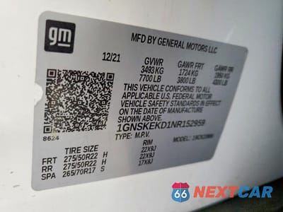 Zdjęcie 13 z 13 samochodu: 2022 CHEVROLET SUBURBAN K1500 RST VIN:1GNSKEKD1NR152959 - miniatura