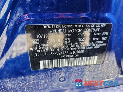 Zdjęcie 12 z 12 samochodu: 2020 HYUNDAI ACCENT SEL VIN:3KPC24A63LE105046 - miniatura