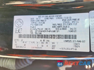 Zdjęcie 13 z 13 samochodu: 2017 FORD F150 SUPERCREW VIN:1FTFW1EF5HFC08721 - miniatura