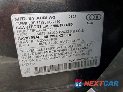 Zdjęcie 13 z 13 samochodu: 2021 AUDI Q5 SPORTBACK PREMIUM PLUS VIN:WA15AAFY6M2126180 - miniatura