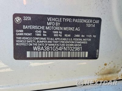 Zdjęcie 13 z 13 samochodu: 2015 BMW 320 I VIN:WBA3B1G54FNT02981 - miniatura