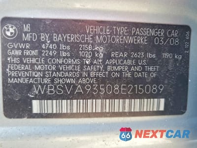 Zdjęcie 13 z 14 samochodu: 2008 BMW M3 VIN:WBSVA93508E215089 - miniatura