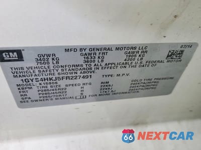 Zdjęcie 14 z 14 samochodu: 2015 CADILLAC ESCALADE ESV LUXURY VIN:1GYS4HKJ5FR227491 - miniatura