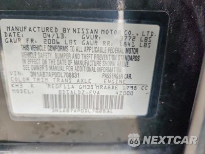 Zdjęcie 12 z 12 samochodu: 2013 NISSAN SENTRA S VIN:3N1AB7AP0DL708831 - miniatura