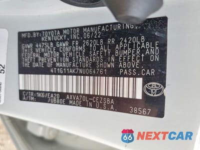 Zdjęcie 13 z 13 samochodu: 2022 TOYOTA CAMRY SE VIN:4T1G11AK7NU064761 - miniatura
