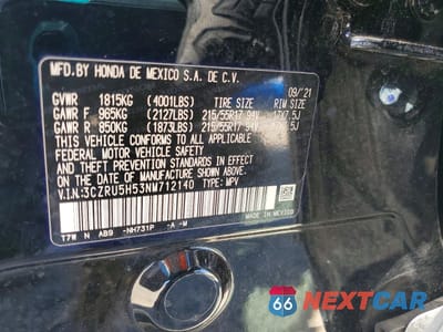 Zdjęcie 12 z 12 samochodu: 2022 HONDA HR-V EX VIN:3CZRU5H53NM712140 - miniatura