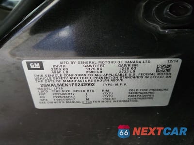 Zdjęcie 13 z 13 samochodu: 2015 GMC TERRAIN SLE VIN:2GKALMEK1F6242992 - miniatura