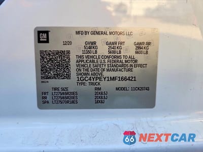 Zdjęcie 12 z 12 samochodu: 2021 CHEVROLET SILVERADO K2500 HEAVY DUTY LTZ VIN:1GC4YPEY1MF166421 - miniatura