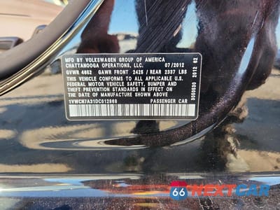 Zdjęcie 13 z 13 samochodu: 2013 VOLKSWAGEN PASSAT SEL VIN:1VWCN7A31DC012868 - miniatura