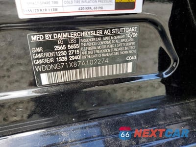 Zdjęcie 12 z 12 samochodu: 2007 MERCEDES-BENZ S 550 VIN:WDDNG71X87A102274 - miniatura