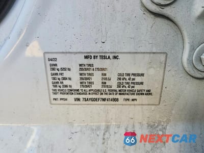 Zdjęcie 13 z 13 samochodu: 2022 TESLA MODEL Y VIN:7SAYGDEF7NF414908 - miniatura