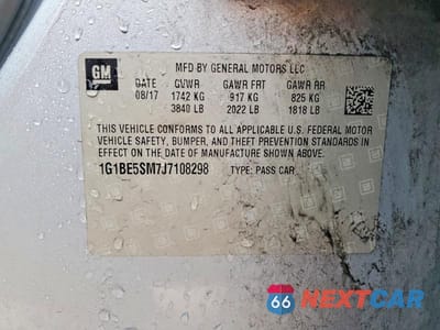 Zdjęcie 12 z 12 samochodu: 2018 CHEVROLET CRUZE LT VIN:1G1BE5SM7J7108298 - miniatura