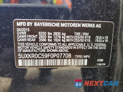 Zdjęcie 12 z 12 samochodu: 2015 BMW X5 XDRIVE35I VIN:5UXKR0C59F0P07708 - miniatura