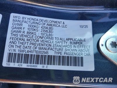 Zdjęcie 14 z 14 samochodu: 2026 HONDA CIVIC SPORT TOURING VIN:19XFL4H97TE002545 - miniatura