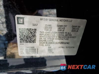 Zdjęcie 13 z 13 samochodu: 2018 GMC YUKON SLT VIN:1GKS1BKC3JR201241 - miniatura
