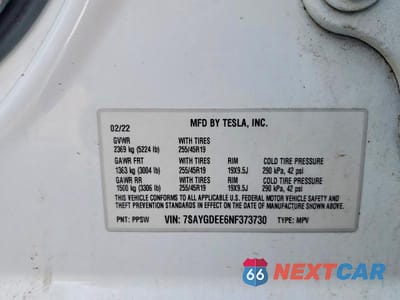 Zdjęcie 12 z 12 samochodu: 2022 TESLA MODEL Y VIN:7SAYGDEE6NF373730 - miniatura