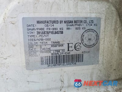 Zdjęcie 13 z 13 samochodu: 2014 NISSAN SENTRA S VIN:3N1AB7AP1EL645708 - miniatura