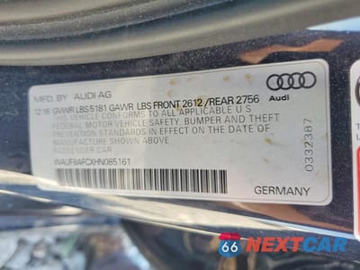Zdjęcie 12 z 12 samochodu: 2017 AUDI A6 PREMIUM VIN:WAUF8AFCXHN085161 - miniatura