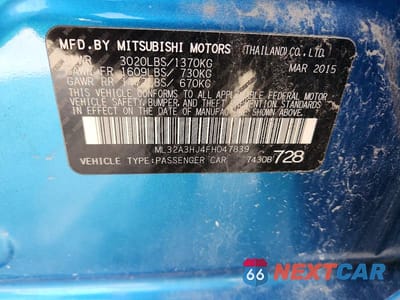 Zdjęcie 12 z 12 samochodu: 2015 MITSUBISHI MIRAGE DE VIN:ML32A3HJ4FH047839 - miniatura