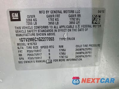 Zdjęcie 12 z 12 samochodu: 2016 GMC SIERRA K1500 SLE VIN:1GTV2MEC1GZ277093 - miniatura