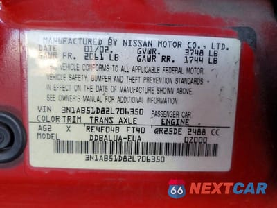 Zdjęcie 12 z 12 samochodu: 2002 NISSAN SENTRA SE-R VIN:3N1AB51D82L706350 - miniatura