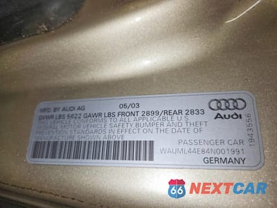 Zdjęcie 12 z 13 samochodu: 2004 AUDI A8 L QUATTRO VIN:WAUML44E84N001991 - miniatura