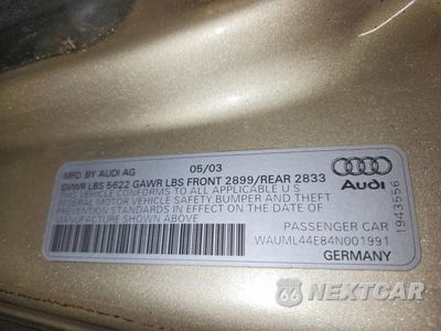 Zdjęcie 12 z 13 samochodu: 2004 AUDI A8 L QUATTRO VIN:WAUML44E84N001991 - miniatura