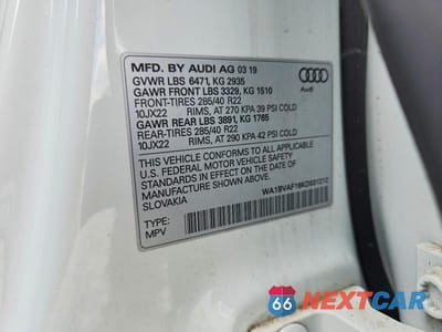 Zdjęcie 13 z 13 samochodu: 2019 AUDI Q8 PREMIUM PLUS VIN:WA1BVAF16KD031212 - miniatura