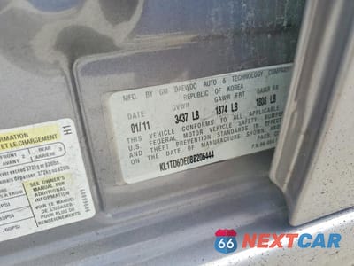 Zdjęcie 12 z 12 samochodu: 2011 CHEVROLET AVEO LS VIN:KL1TD6DE0BB206444 - miniatura