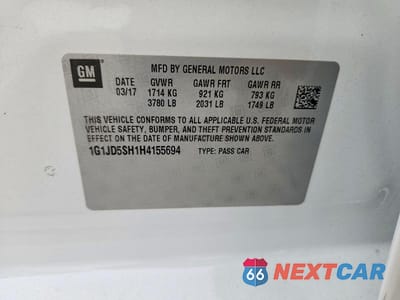 Zdjęcie 13 z 13 samochodu: 2017 CHEVROLET SONIC LT VIN:1G1JD5SH1H4155694 - miniatura