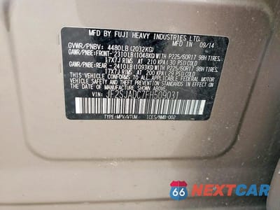 Zdjęcie 12 z 12 samochodu: 2015 SUBARU FORESTER 2.5I PREMIUM VIN:JF2SJADC7FH509031 - miniatura