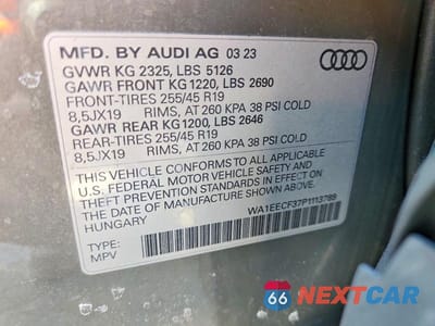 Zdjęcie 13 z 13 samochodu: 2023 AUDI Q3 PREMIUM PLUS S LINE 45 VIN:WA1EECF37P1113789 - miniatura