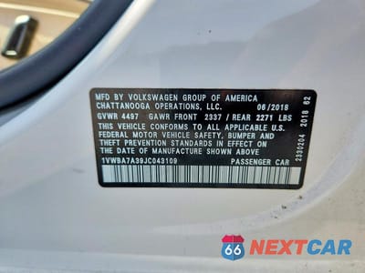 Zdjęcie 12 z 12 samochodu: 2018 VOLKSWAGEN PASSAT SE VIN:1VWBA7A39JC043109 - miniatura
