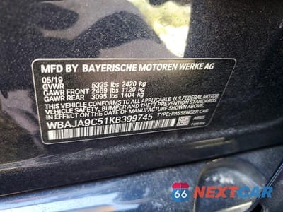 Zdjęcie 12 z 12 samochodu: 2019 BMW 530E VIN:WBAJA9C51KB399745 - miniatura