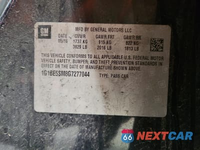 Zdjęcie 13 z 13 samochodu: 2016 CHEVROLET CRUZE LT VIN:1G1BE5SM8G7277044 - miniatura