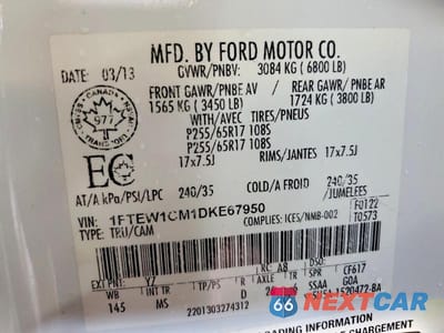 Zdjęcie 13 z 13 samochodu: 2013 FORD F150 SUPERCREW VIN:1FTEW1CM1DKE67950 - miniatura