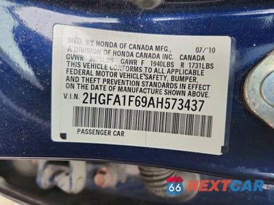 Zdjęcie 13 z 13 samochodu: 2010 HONDA CIVIC VIN:2HGFA1F69AH573437 - miniatura