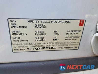 Zdjęcie 12 z 12 samochodu: 2015 TESLA MODEL S VIN:5YJSA1E27FF104176 - miniatura