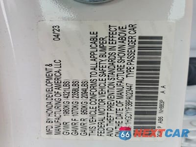 Zdjęcie 12 z 12 samochodu: 2023 HONDA ACCORD EX VIN:1HGCY1F38PA023447 - miniatura