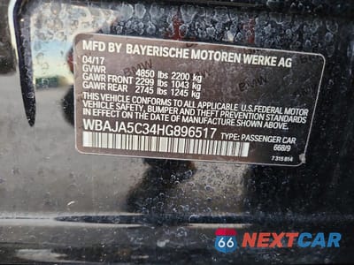 Zdjęcie 12 z 12 samochodu: 2017 BMW 530 I VIN:WBAJA5C34HG896517 - miniatura