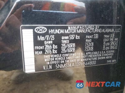 Zdjęcie 12 z 12 samochodu: 2023 HYUNDAI SANTA FE SE VIN:5NMS14AJ2PH564800 - miniatura