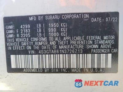 Zdjęcie 12 z 12 samochodu: 2022 SUBARU IMPREZA VIN:4S3GTAB61N3726713 - miniatura